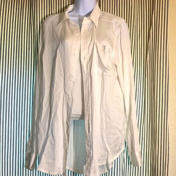 OLIVACEOUS, long sleeve button down, medium, rayon - Picture 1 of 13